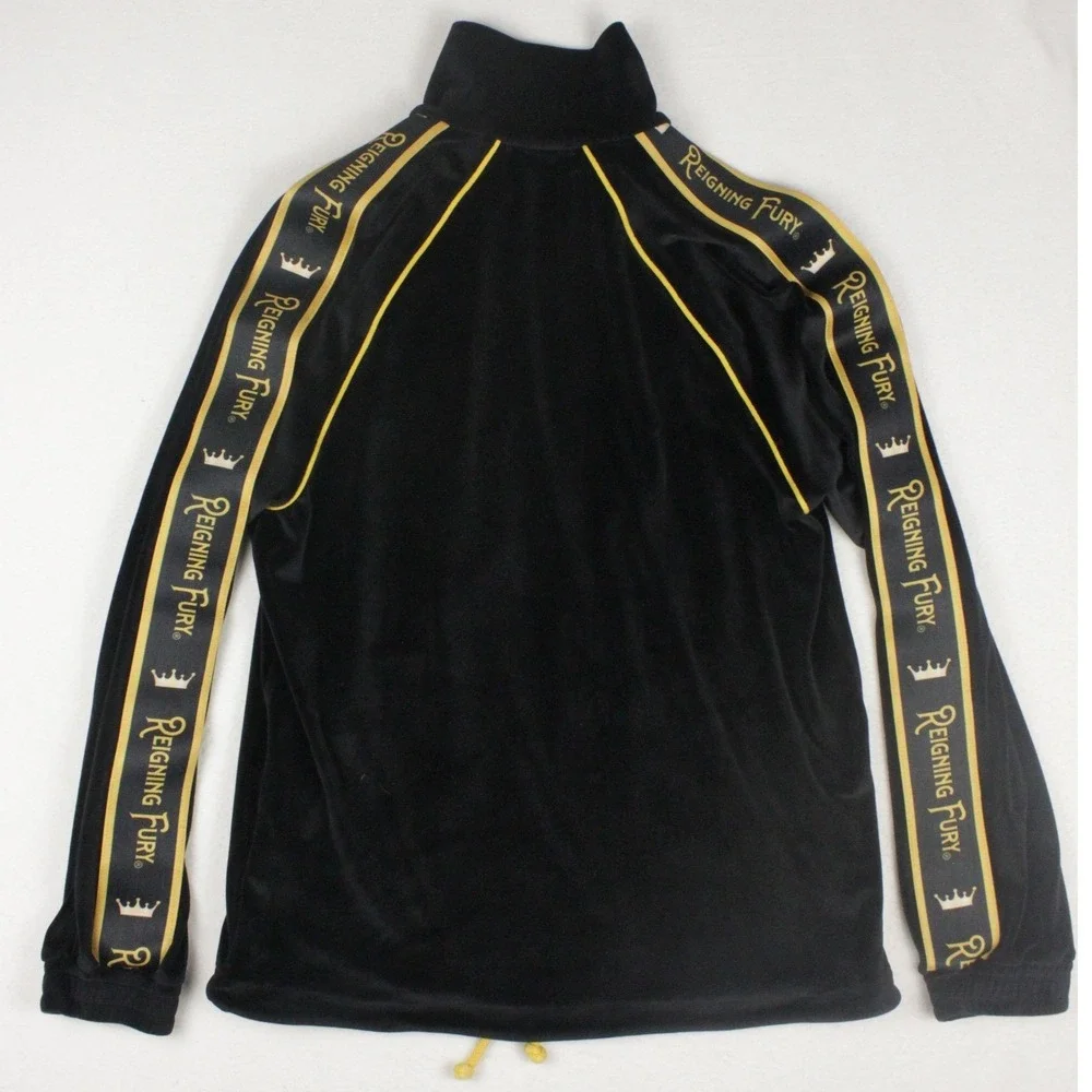 Reigning Fury King Fury Velour Track Jacket Mens S Black Gold Logo Streetwear
